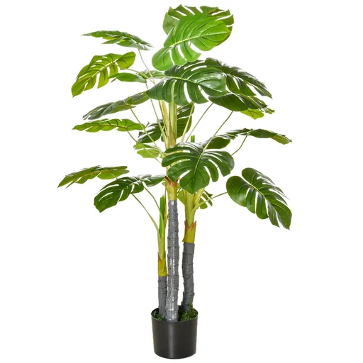 HOMCOM Monastera Planta Artificiala de Interior si Exterior, Planta Artificiala cu efect Realist cu 20 de Frunze, 120 cm | Aosom Romania