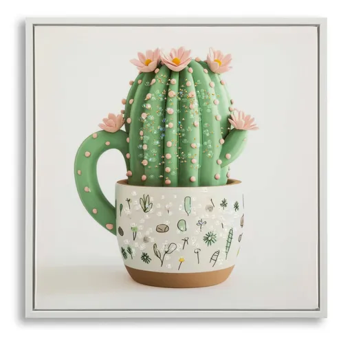 Tablou decorativ Cactus Jar -B, Mauro Ferretti, 40x40 cm, canvas/lemn de pin/plastic, multicolor