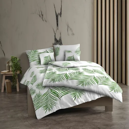 Lenjerie de pat din bumbac Kvalitex Tropical alb, 140 x 200 cm, 70 x 90 cm