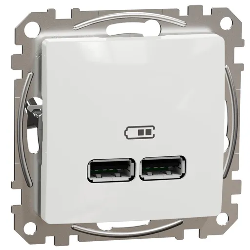 Priza incarcare USB A+A 2.1A, Schneider, SDD111401, Sedna Design, alb