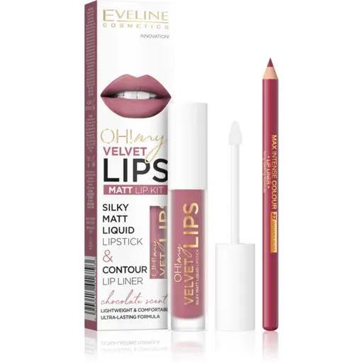 Eveline Cosmetics OH! my LIPS Velvet set îngrijire buze 13 Brownie Biscotti 1 buc