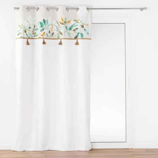 Perdea cu ciucuri și model floral