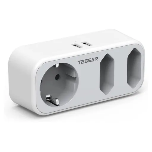 Triplu stecher cu USB Tessan TS-324, 16A, 2xUSB 2.4A TS-324 / 6975799313317