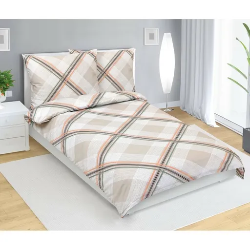 Bellatex Lenjerie de pat din satin Kostka bej, 140x 200 cm, 70 x 90 cm, 140 x 200 cm, 70 x 90 cm