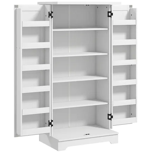 HOMCOM Bufet bucătărie dulap de bucătărie 5 niveluri cu uși și rafturi reglabile 60l x 40P x 120H cm aspect lemn crem | Aosom Romania