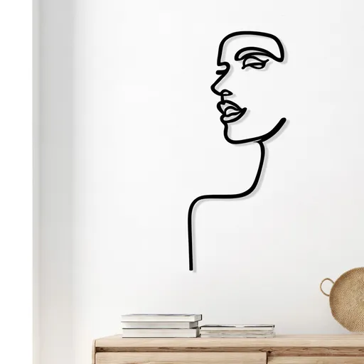 Decoratiune de perete, Woman Profile, Dimensiune: 42 x 100 cm, Negru