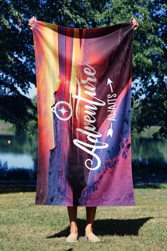 Prosop de plaja, L'essentiel Maison, Adventures Awaits 70, 70x130 cm, Multicolor