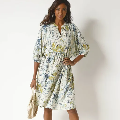 Rochie imprimata cu maneci 3/4 liliac