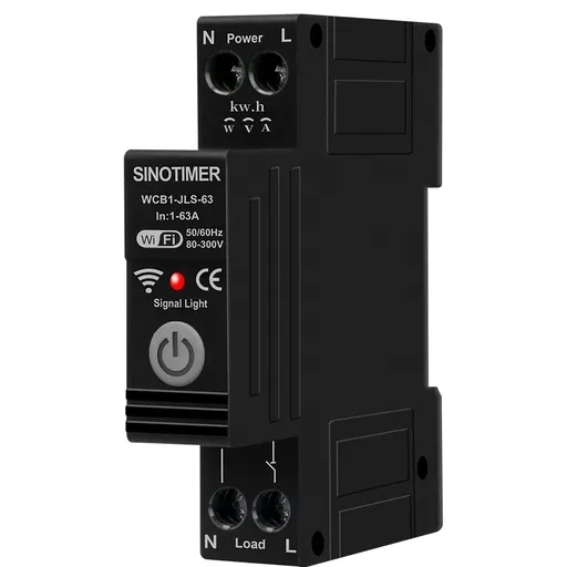 Releu protectie supratensiune, curent, 63A, WiFi Tuya, temporizator, temperatura, contor KWH, diferential, bidirectional SINOTIMER WCB1-JLS-63