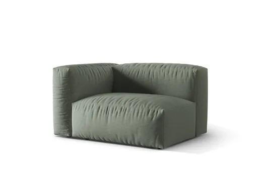Modul stanga pentru canapea, 1 loc, Martina-169, Micadoni Home, 121x106x75 cm, tesatura structurata catifelata, verde muschi