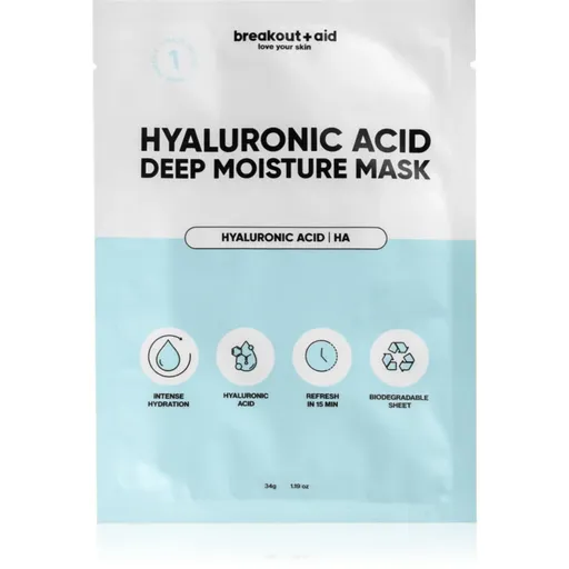 breakout + aid Hyaluronic Acid Deep Moisture Mask mască textilă hidratantă cu acid hialuronic 34 g