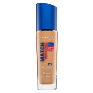 Rimmel London Match Perfection 24HR SPF20 Foundation fond de ten lichid pentru o piele luminoasă și uniformă 203 True Beige 30 ml