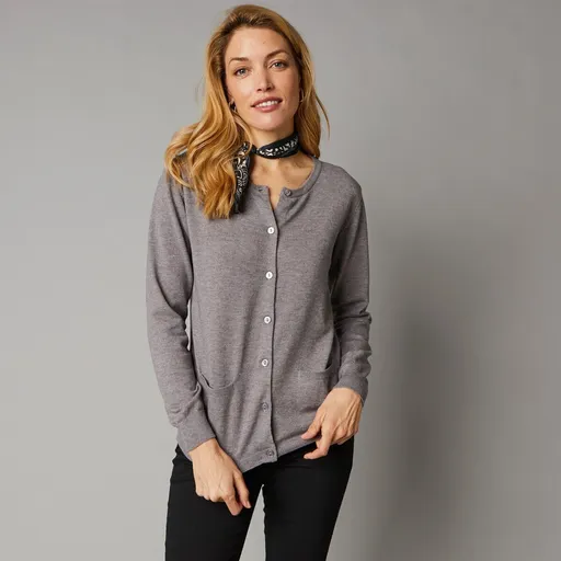 Pulover cu guler rotund din lână de miel