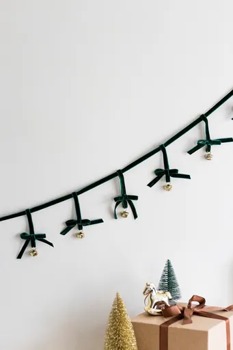 Ornament de Crăciun din catifea, BSY121, 12x140 cm, Catifea, Verde