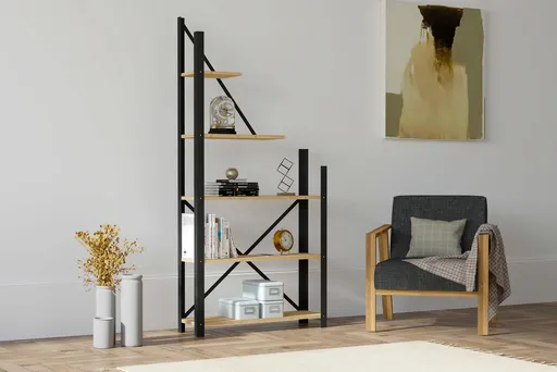 Corp biblioteca, Hanah Home, Eagle, 80x169.5x24 cm, Safir / Negru