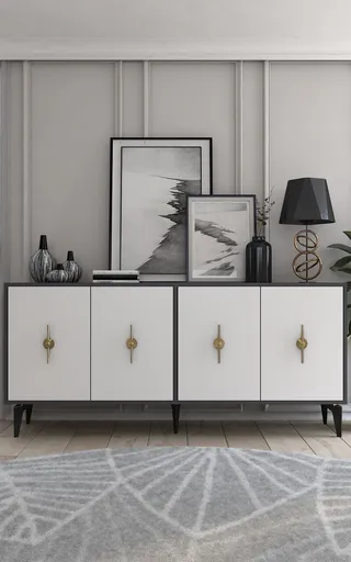 Consola, Hanah Home, Figora, 180x82.6x35 cm, Antracit/Alb