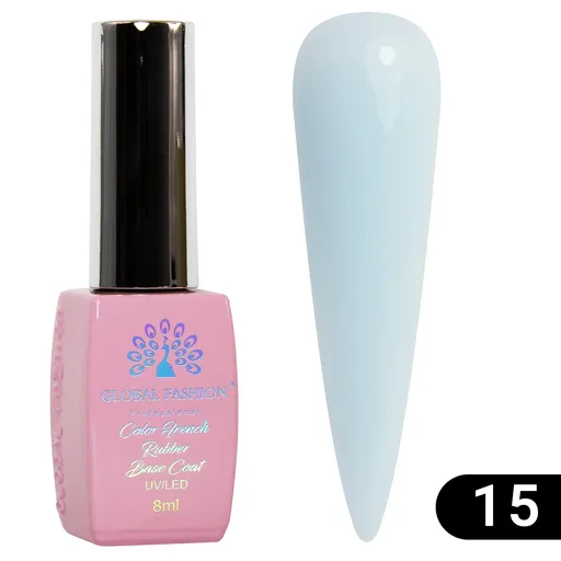 Base Coat Color French, Global Fashion, 8 ml, 15 Albastru Deschis, TPO Free