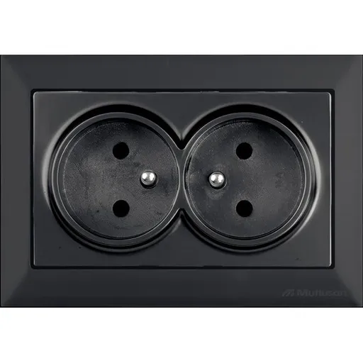 Priza dubla UPS bachelita Mutlusan Candela 2125 215 0284, 2P, 16A, 250V, Negru Catifea