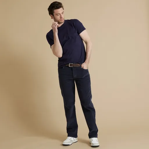 Pantaloni din catifea reiată cu 5 buzunare și talie elastică pe laterale