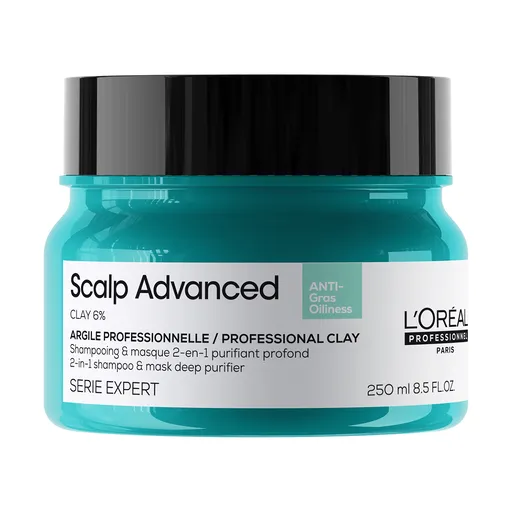 L'Oréal Professionnel Șampon și mască pentru scalp gras 2 in 1 Scalp Advanced (Anti-Oiliness 2-in-1 Clay) 250 ml