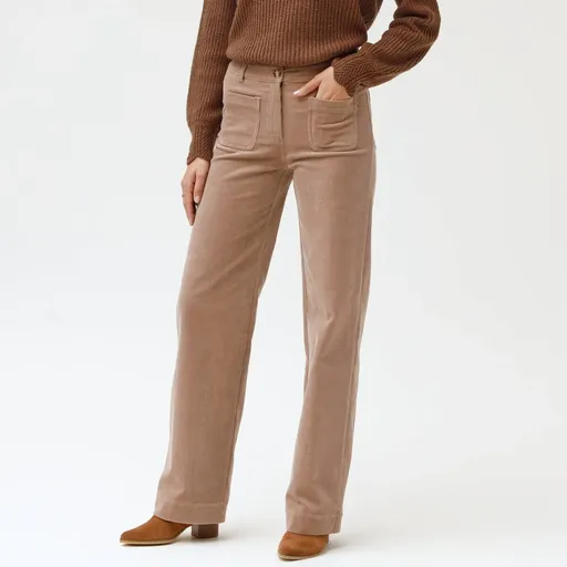 Pantaloni largi din catifea reiată, pentru o siluetă mai mică