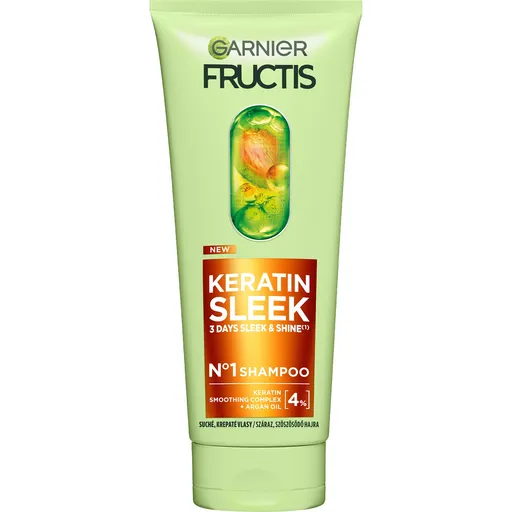 Garnier Șampon pentru păr uscat și creț Fructis Keratin Sleek (Shampoo) 200 ml