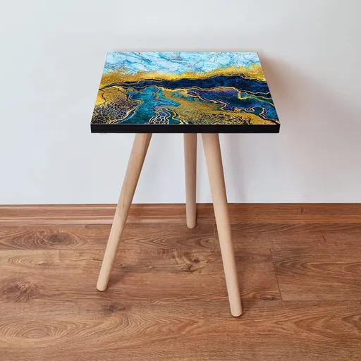 Masuta, Hanah Home, Shp90, 35x42x35 cm, Albastru / Bleumarin / Auriu