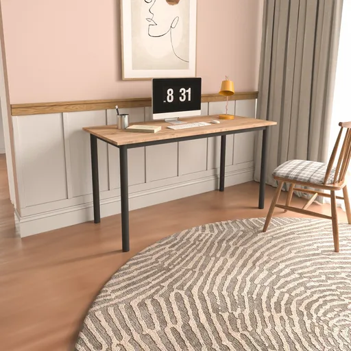 Birou, Hanah Home, Viva, 140x78x55 cm, Stejar / Negru