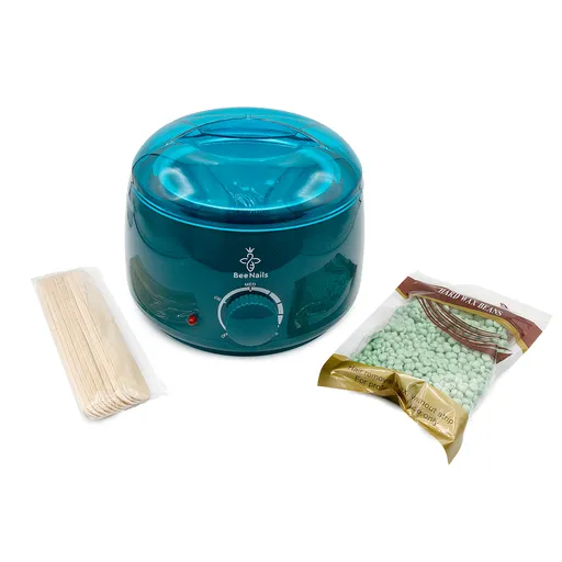 Kit epilare cu ceara granule, BeeNails, cu incalzitor ceara culoare verde deshis, 1 x 100 g, 1 x incalzitor ceara, 1 x set 10