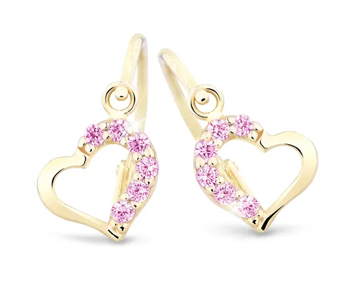 Cutie Jewellery Cercei delicații din aur galben pentru copii C2757-10-10-X-1 roz