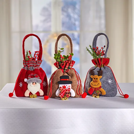Set de 3 pungi cadou de Crăciun