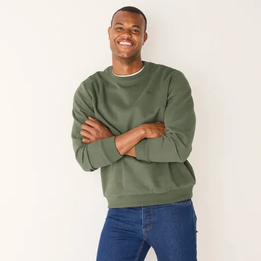 Hanorac călduros cu guler rotund și broderie pe față