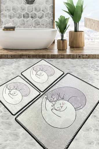 Set covorase de baie, L'essentiel Maison, Katt, Poliester, Multicolor