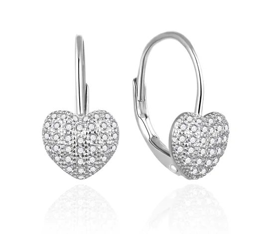 Agato Cercei suspendați din argint Inimioare cu zirconi AGT-E195LW