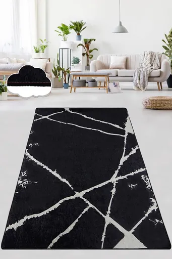 Covor, Broken Black, 100x200 cm, Alb/Negru