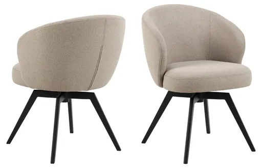 Scaun Darlene, Actona, 58.5x60x80 cm, rotativ, tesatura structurata/otel, bej