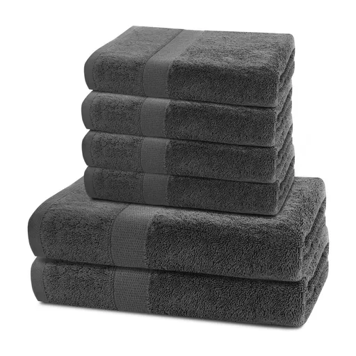 Set prosoape DecoKing Marina charcoal, 4 buc. 50 x 100 cm, 2 buc. 70 x 140 cm, gri închis