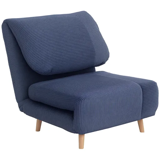 HOMCOM 2 în 1 Fotoliu Extensibil Pat de Oaspeți, cu Pernă Reglabila în Catifea 82 cm x 89 cm x 83 cm Albastru | Aosom Romania