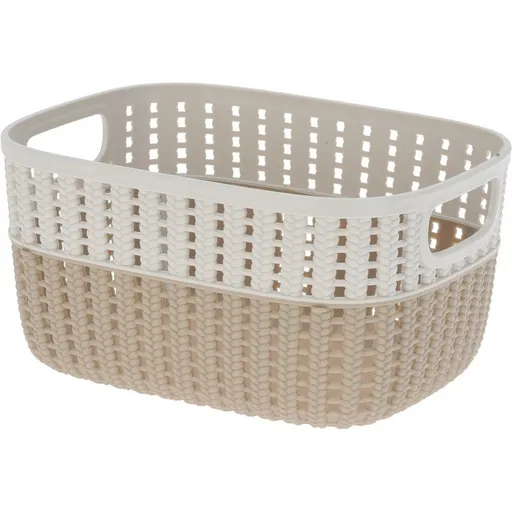 Coș de plastic Duo, crem, 23,5 x 17,5 x 11,5 cm, crem deschis