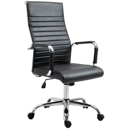 Vinsetto Scaun de birou ergonomic cu funcție balans scaun managerial reglabil înălțime scaun de birou căptușit piele ecologică spumă negru 54 x 62 x 1