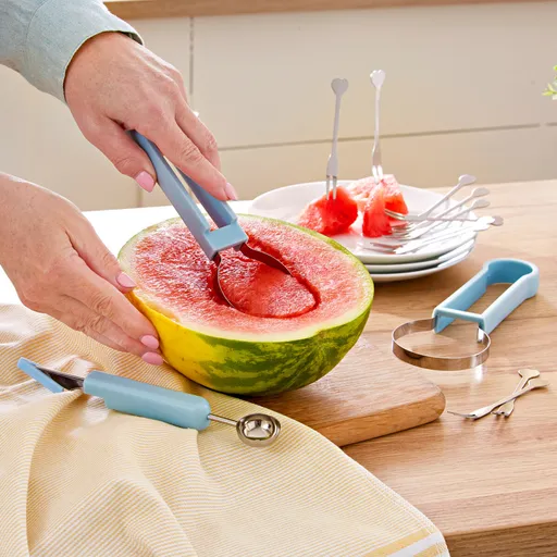 Cuțit pentru pepene 3 în 1+10 furculițe