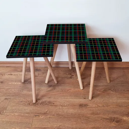 Set masute 3 piese, Hanah Home, 3Shp367, Negru / Roșu / Verde / Galben