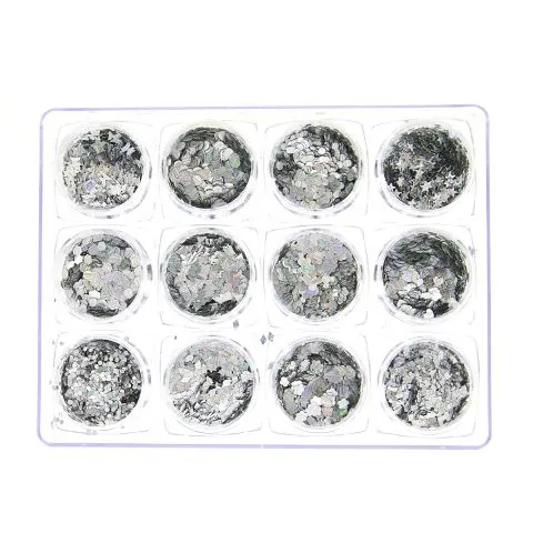 Decor Unghii, Paiete Mix, Set, Silver