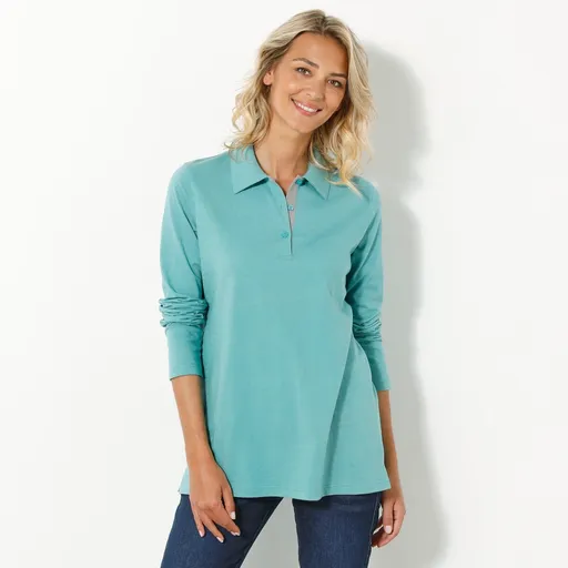 Tricou polo din jerseu bicolor cu mâneci lungi