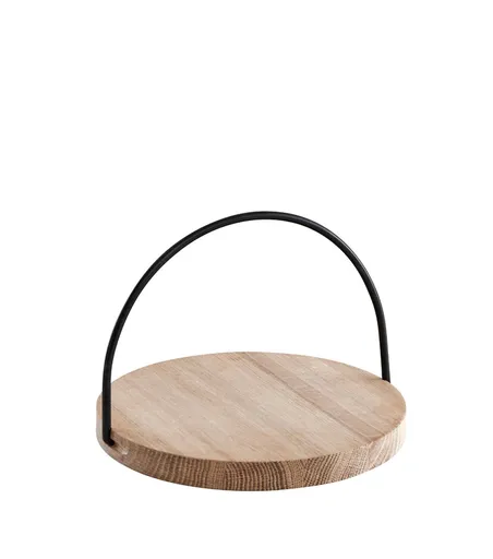 Tavă din stejar cu mâner "Loop", mărime mică, 2 variante - Woud Variantă: stejar natural, ureche neagră