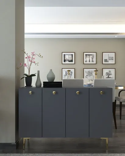 Consola, Hanah Home, Betty, 120x80x29.6 cm, PAL , Antracit / Aur