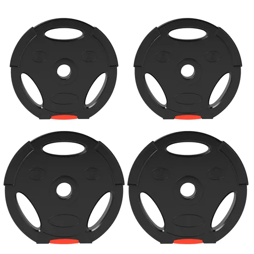 SPORTNOW Set de 4 plăci de greutate pentru antrenament, sală de fitness, antrenament acasă, antrenament de forță, 2 x 7,5 kg și 2 x 5 kg, Negru | Aoso