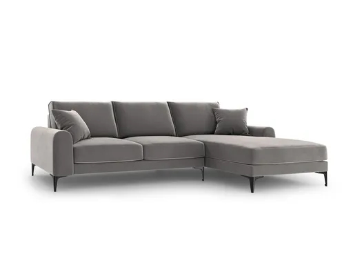 Coltar dreapta, Madara, Mazzini Sofas, 5 locuri, black legs, 254x182x90 cm, catifea, gri deschis