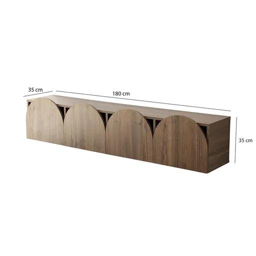 Comoda TV, Hanah Home, Mesta Walnut, 180x35x35 cm, Maro