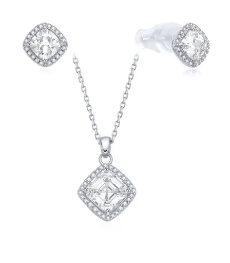 MOISS Set de bijuterii strălucitoare din argint S0000689 (colier, cercei)